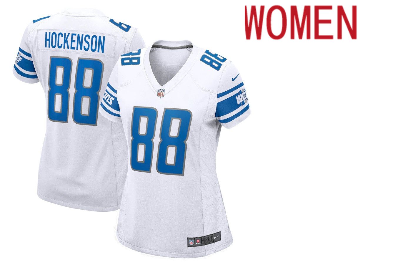 Women Detroit Lions #88 Hockenson Nike White Game NFL Jersey->women nfl jersey->Women Jersey